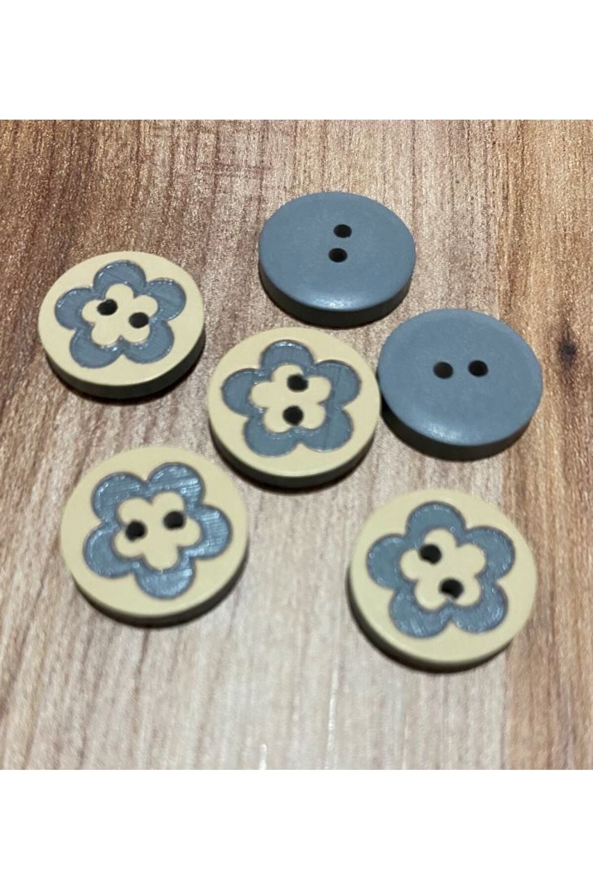 Papatya Bebe Düğme. 1.5cm 6'lı Paket. Gri.