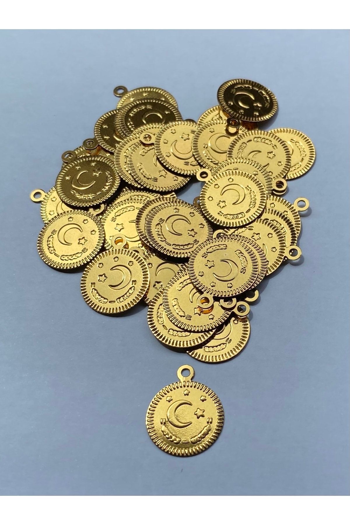 Ay Yıldız Ince Plastik El Işleme Pul 16mm. 15gr. 140-145 Adet. Gold.