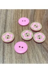 Papatya Bebe Düğme. 1.5cm 6'lı Paket. Pembe.