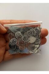 Ay Yıldız Oya, Abiye, Havlu, Çeyiz Vb. Metalik Kaplama Plastik Pul. 11mm. Takriben:270-275 Adet.