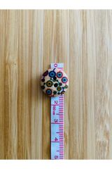 Ayçiçeği Desen Boyama Doğal Ahşap Düğme 15 mm.  5'li Paket. Ayçiçeği.