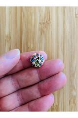 Ayçiçeği Desen Boyama Doğal Ahşap Düğme 15 mm.  5'li Paket. Ayçiçeği.