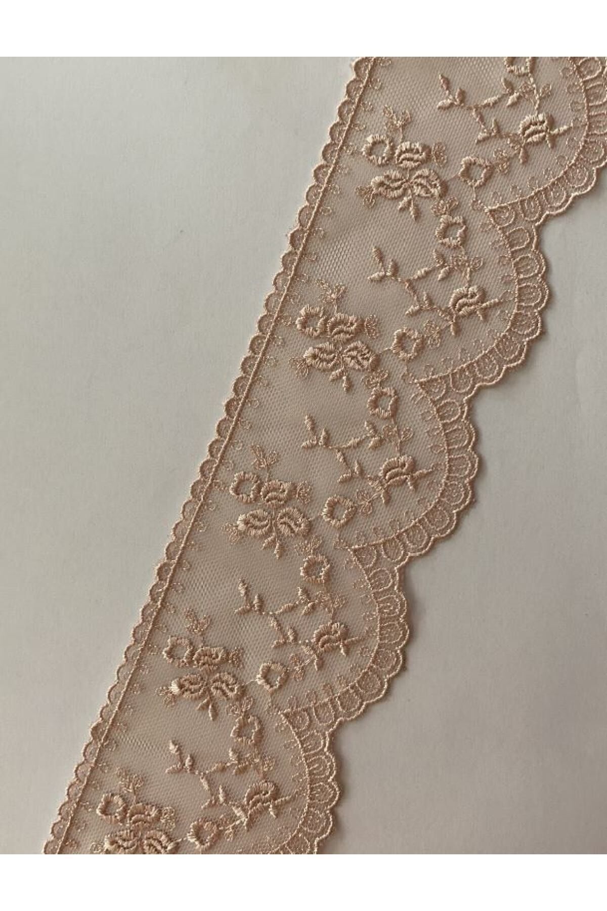 Kenar Ve Ara Güpür 8cmx1,30metre. Pudra.