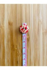 Desenli Natürel Ahşap Düğme 15mm.  5'li Paket. Çilek