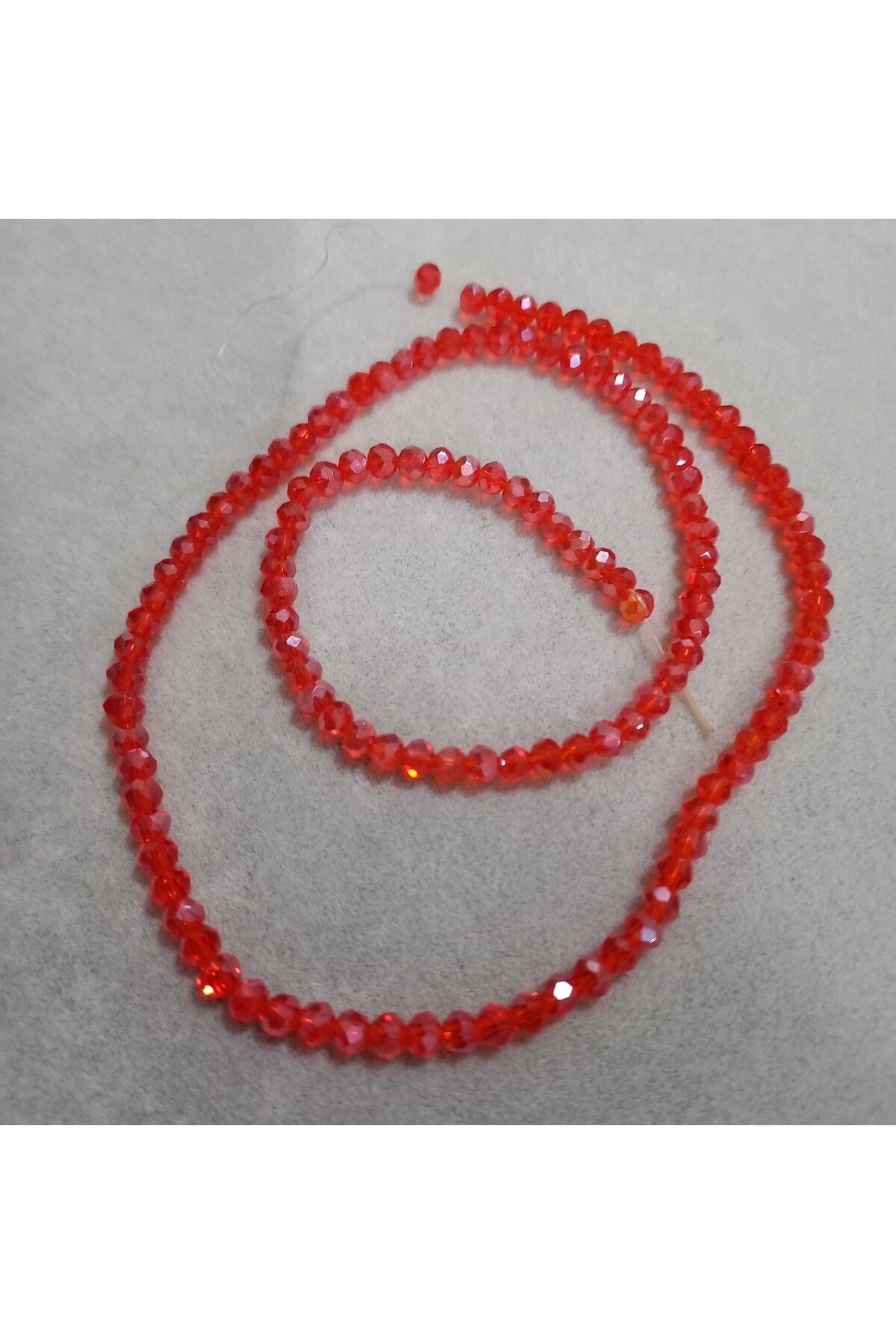 Kırmızı Basık Kristal Boncuk 4mm 1dizi No.30