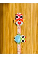 Baykuş Şekilli Boyalı Ahşap Dikmeli Süs Aksesuar Düğme 25 x 24 mm.  5'liPaket. Mix. V2.