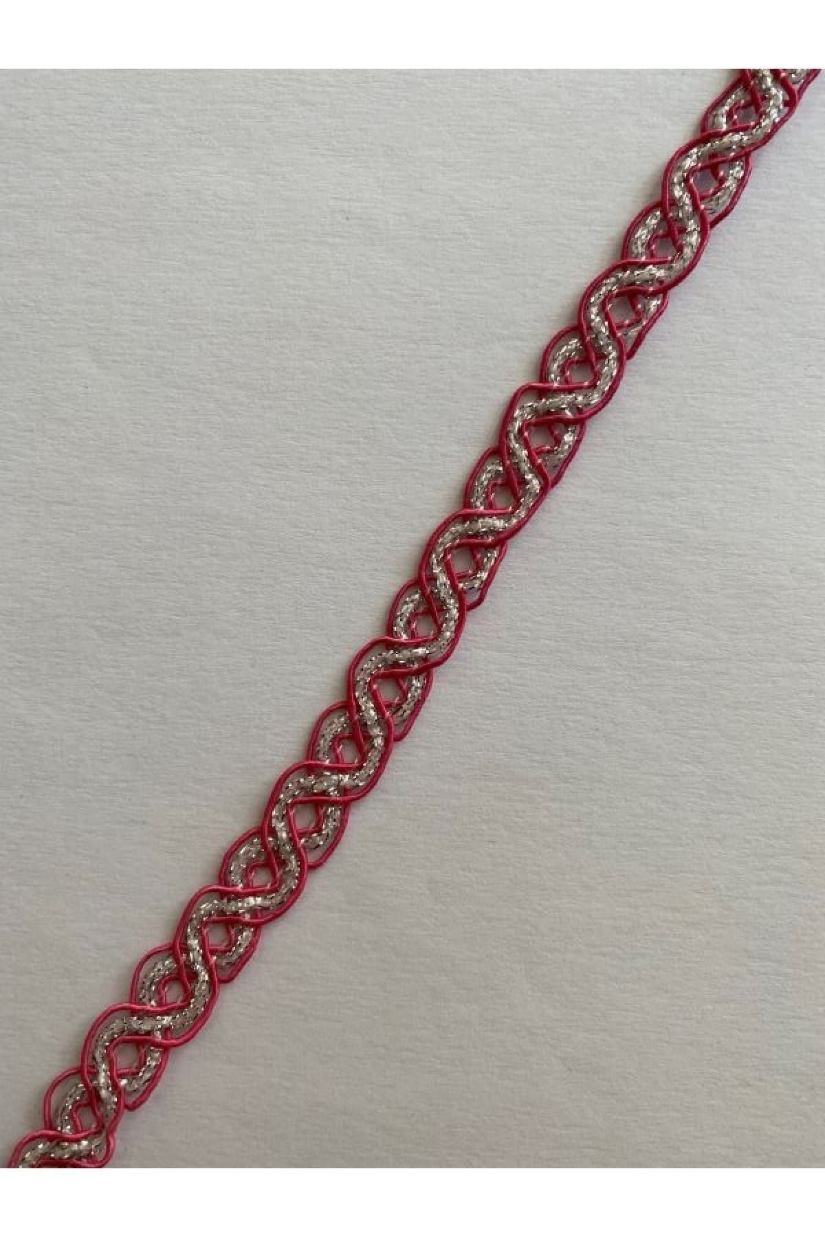 Dikiş Kapatıcı Dekoratif Şerit Gümüş Simli  13mmx5metre Koyu Gülkurusu