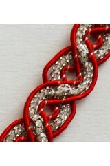 Dikiş Kapatıcı Dekoratif Şerit Gümüş Simli. 13 mmx5 metre. Kırmızı.
