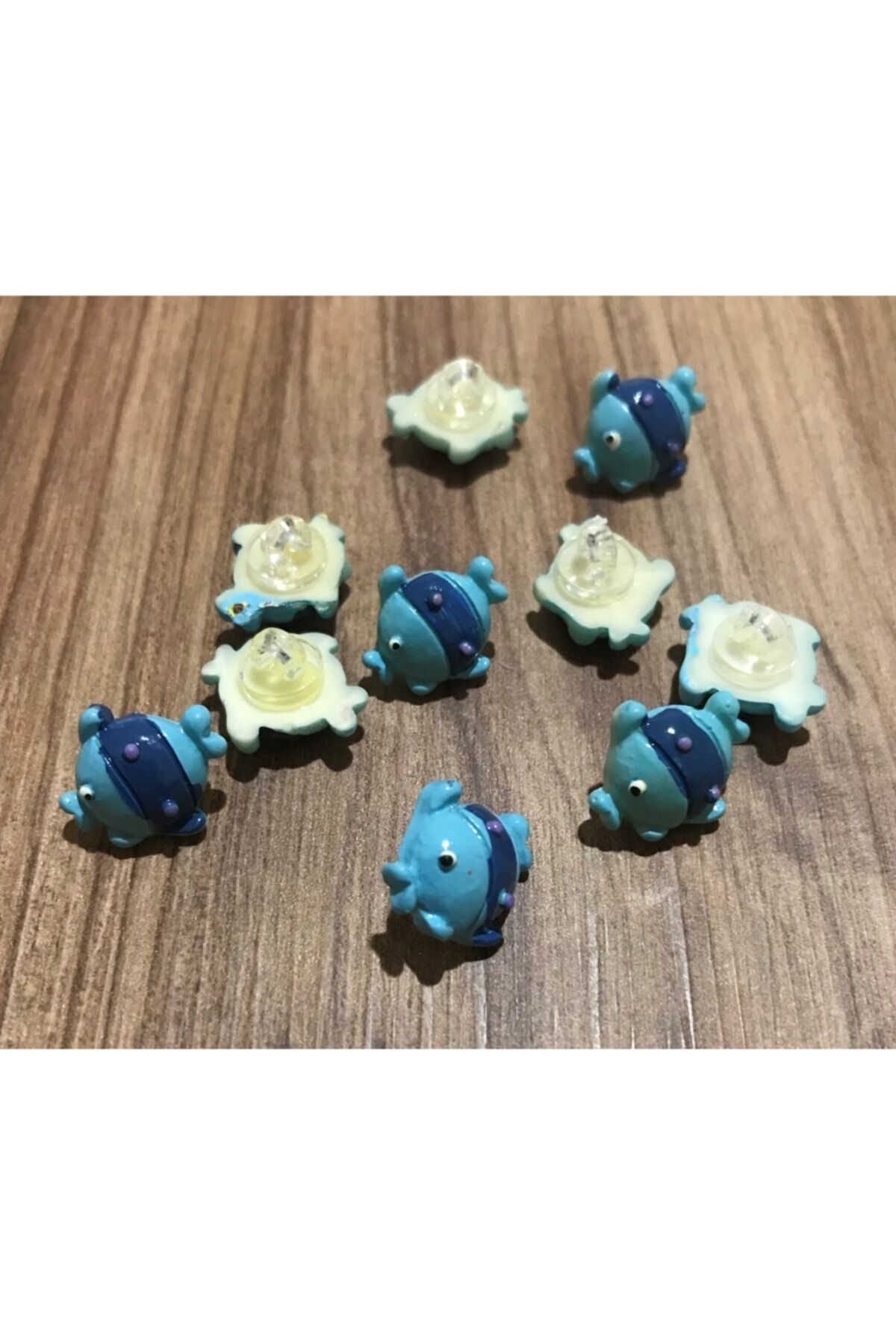 Bebe Balık Düğme 10 Adet. Renk: Mavi.
