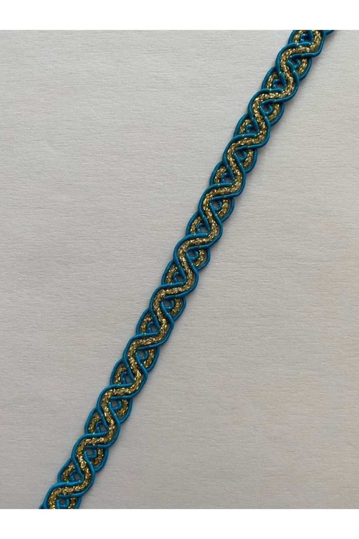 Dikiş Kapatıcı Dekoratif Şerit Sarı Simli  13mmx5metre  Turkuaz