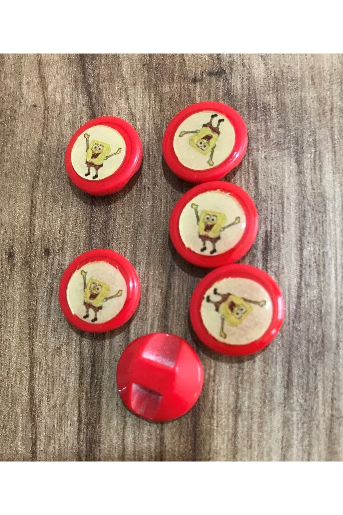 Sünger Bob Parlak Plastik Bebe Düğmesi. 15mm 6'lı Paket.