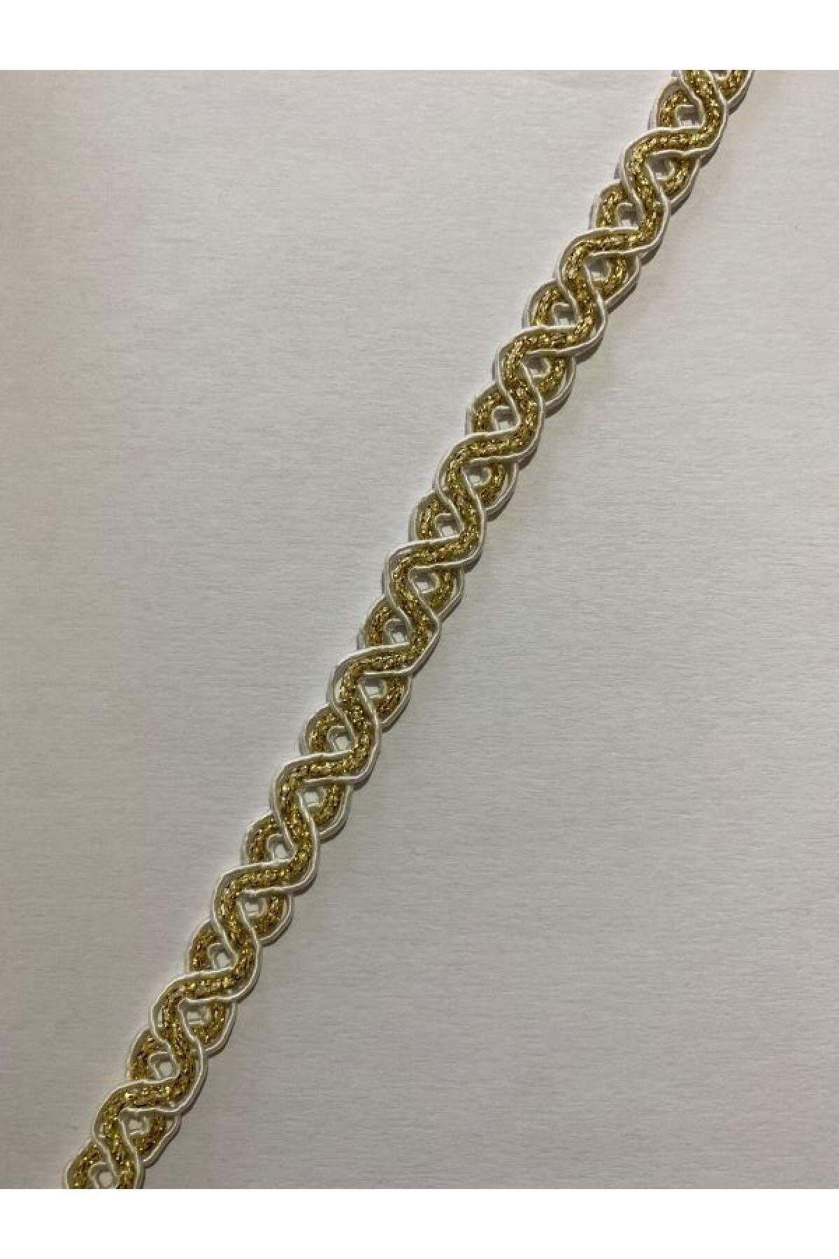 Dikiş Kapatıcı Dekoratif Şerit Sarı Simli 13 mm x5.25 m Beyaz