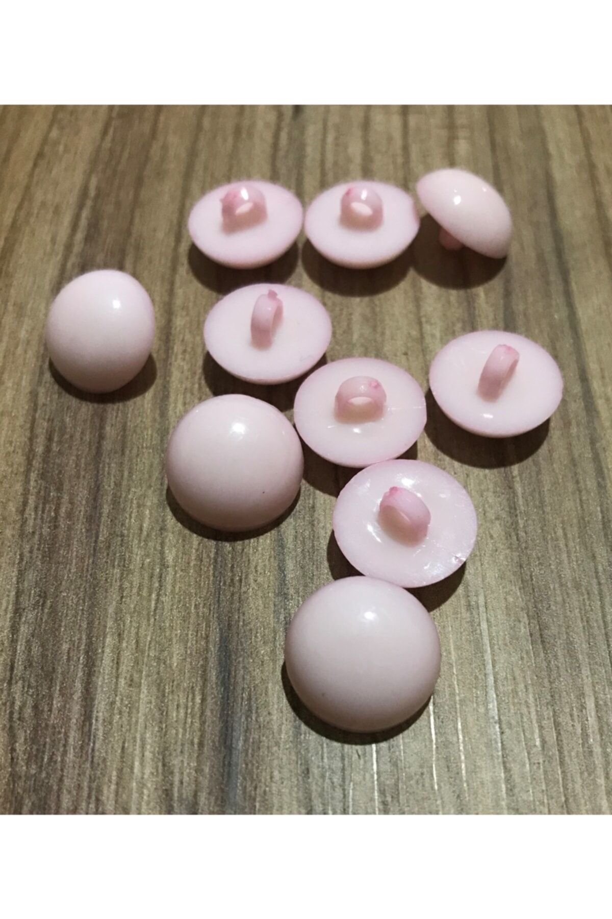 Bebe Büyük Inci Düğme 10 Adet. Renk: Açık Pembe. 1.5cm.