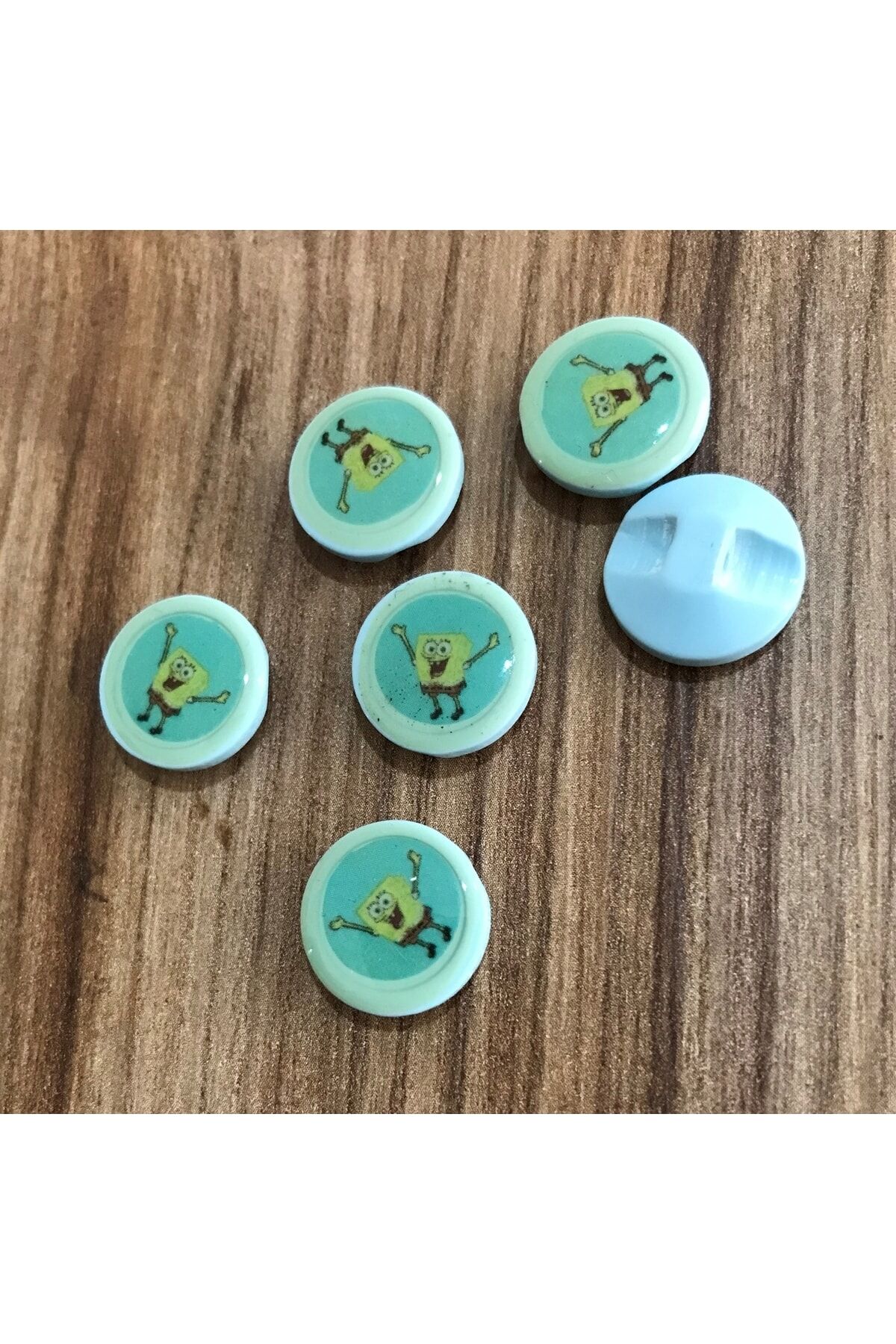 Sünger Bob Parlak Plastik Bebe Düğmesi. 15mm 6'lı Paket.