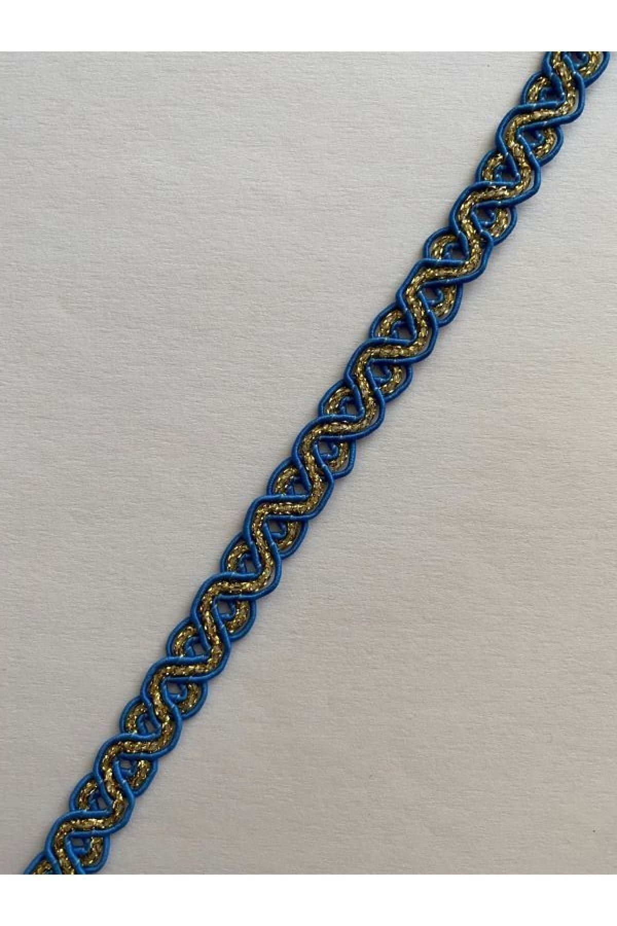 Dikiş Kapatıcı Dekoratif Şerit Sarı Simli. 13mmx4,25metre. Mavi