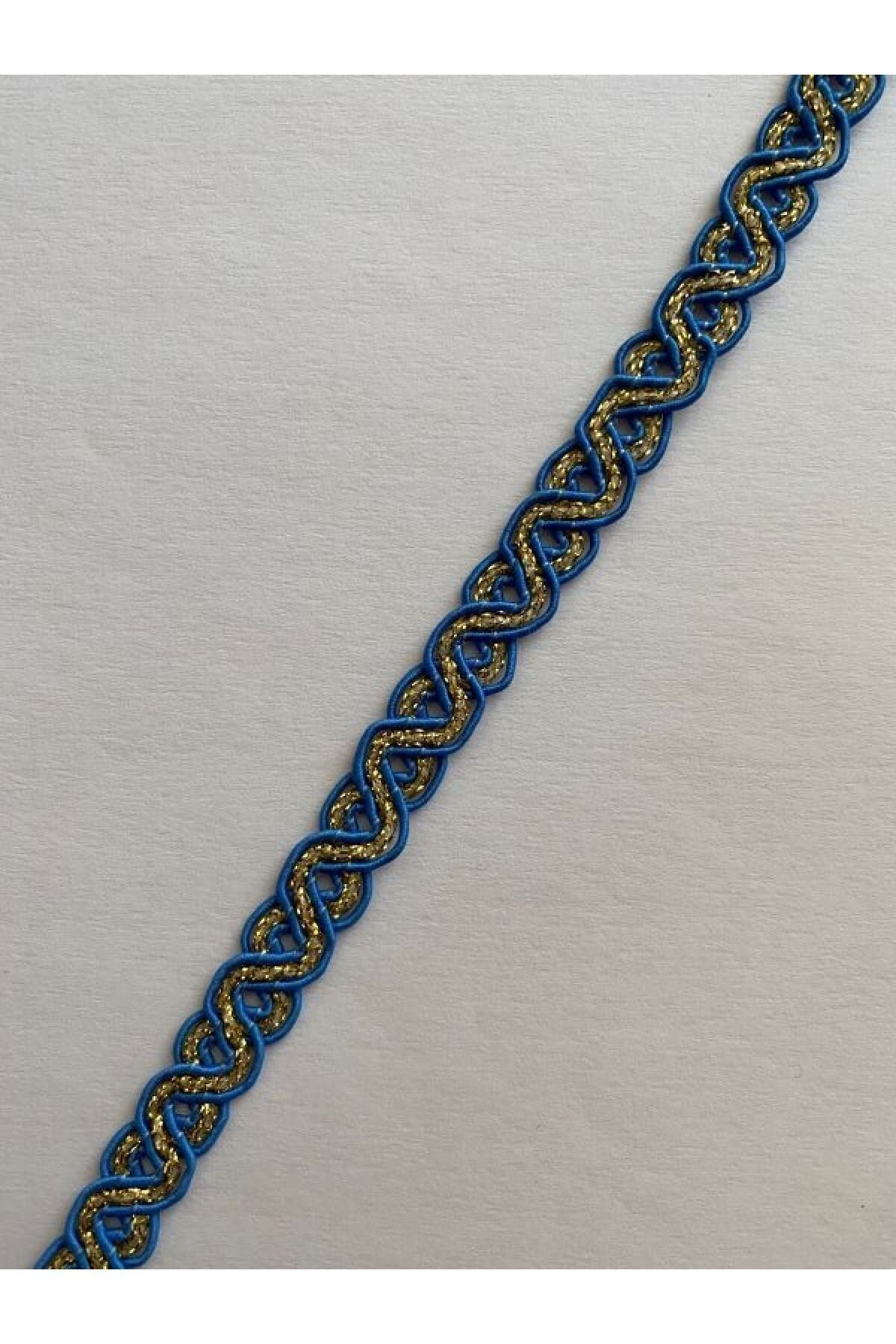 Dikiş Kapatıcı Dekoratif Şerit Sarı Simli. 13mmx5metre. Mavi.