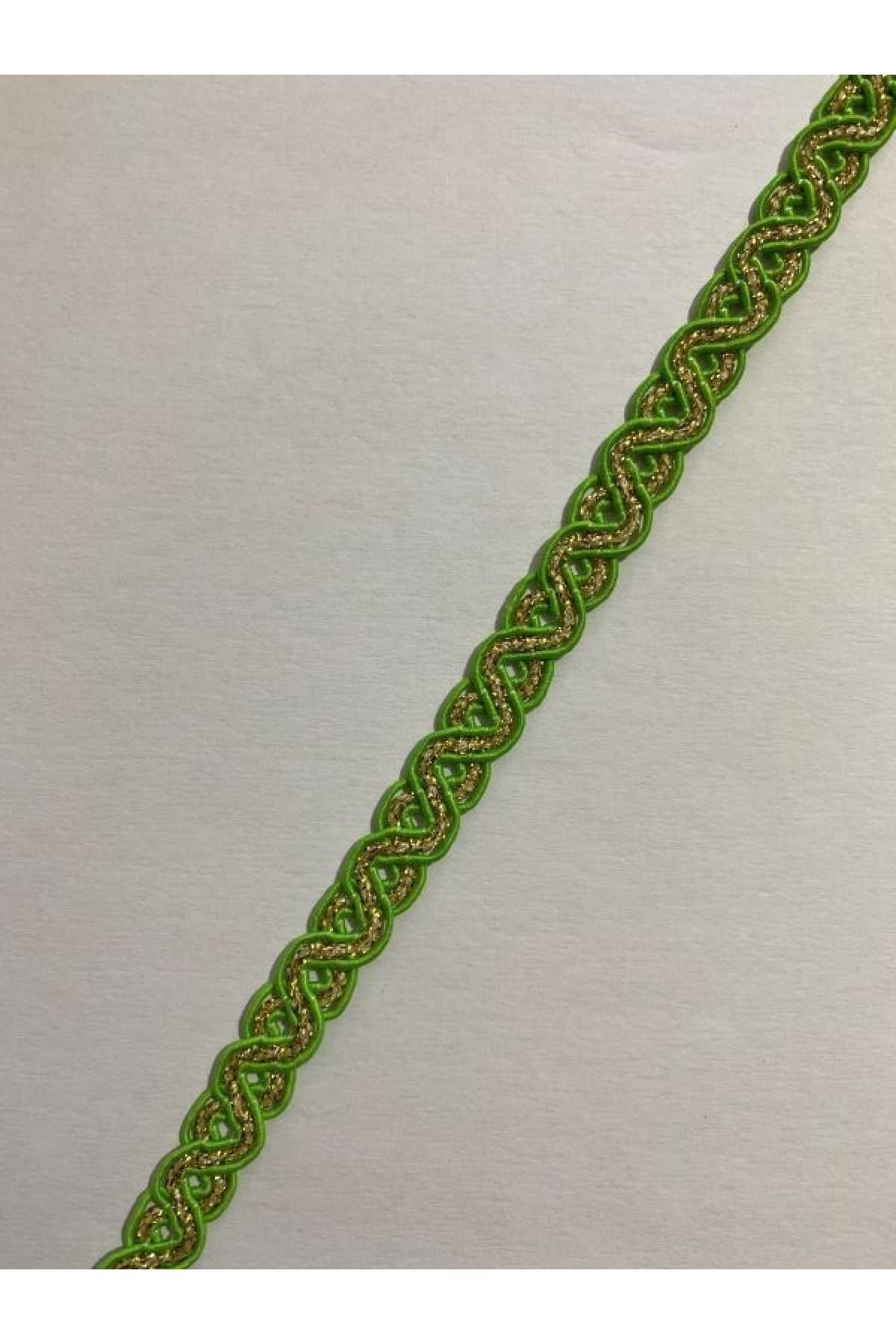 Dikiş Kapatıcı Dekoratif Şerit Sarı Simli. 13mmx5metre. Yeşil.