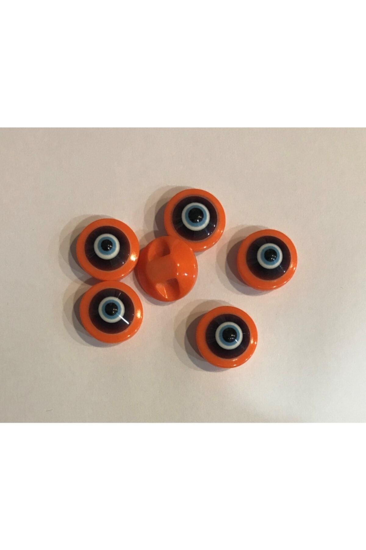 Şeffaf Bebe Nazar Düğmesi. 1.4cm 6'lı Paket. Turuncu.