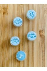 Bebe Hırka, Yelek ve Amigurumi Araba Desen Düğme. 15mm. 5'li Pkt. Renk: Mavi/Beyaz.