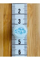 Bebe Hırka, Yelek ve Amigurumi Araba Desen Düğme. 15mm. 5'li Pkt. Renk: Mavi/Beyaz.