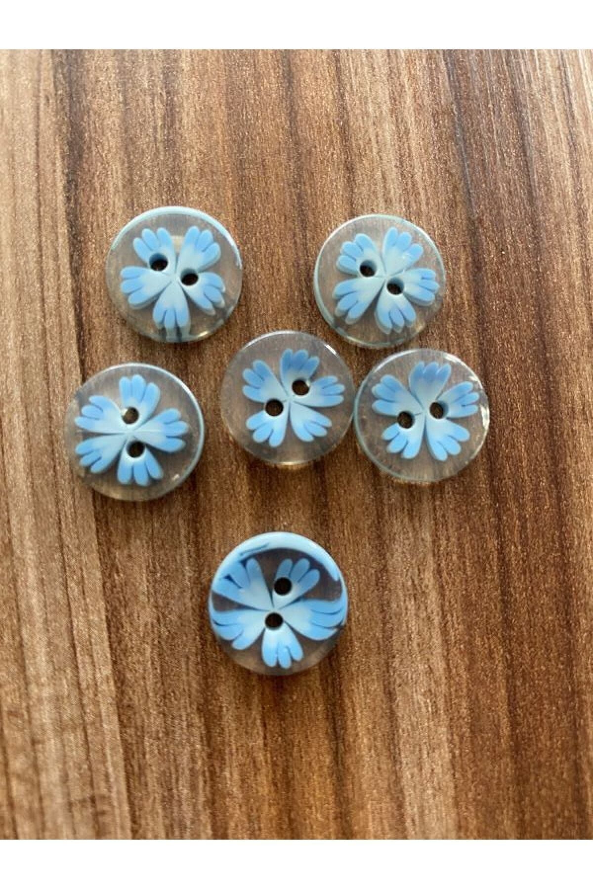 Şeffaf Gonca Desenli Bebe Düğme. 1.5cm 6'lı Paket