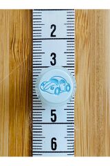 Bebe Hırka, Yelek ve Amigurumi Araba Desen Düğme. 15mm. 5'li Pkt. Renk: Mavi/Beyaz.