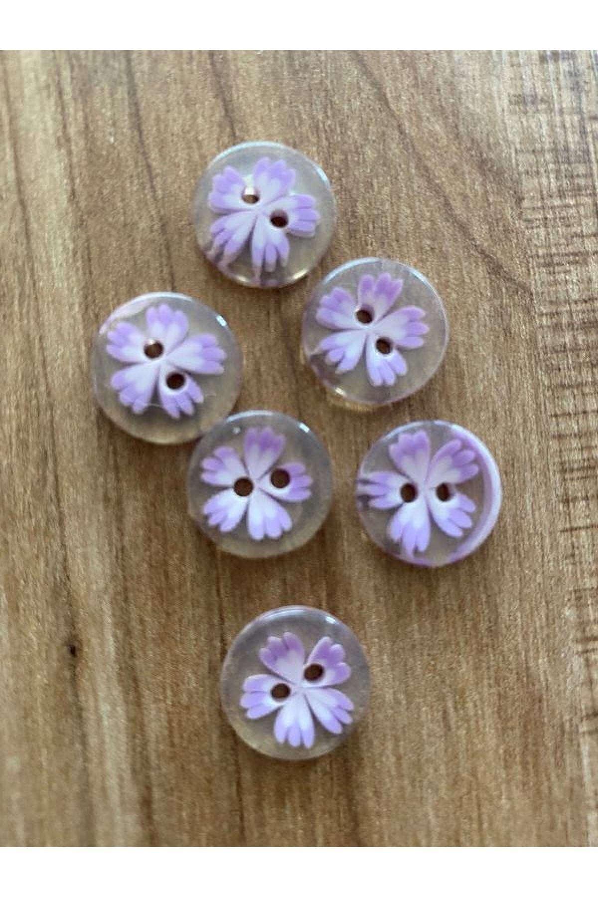 Şeffaf Gonca Desenli Bebe Düğme. 1.5cm 6'lı Paket