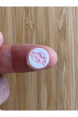 Bebe Hırka, Yelek ve Amigurumi Araba Desen Düğme. 15mm. 5'li Pkt. Renk: Pembe/Beyaz.