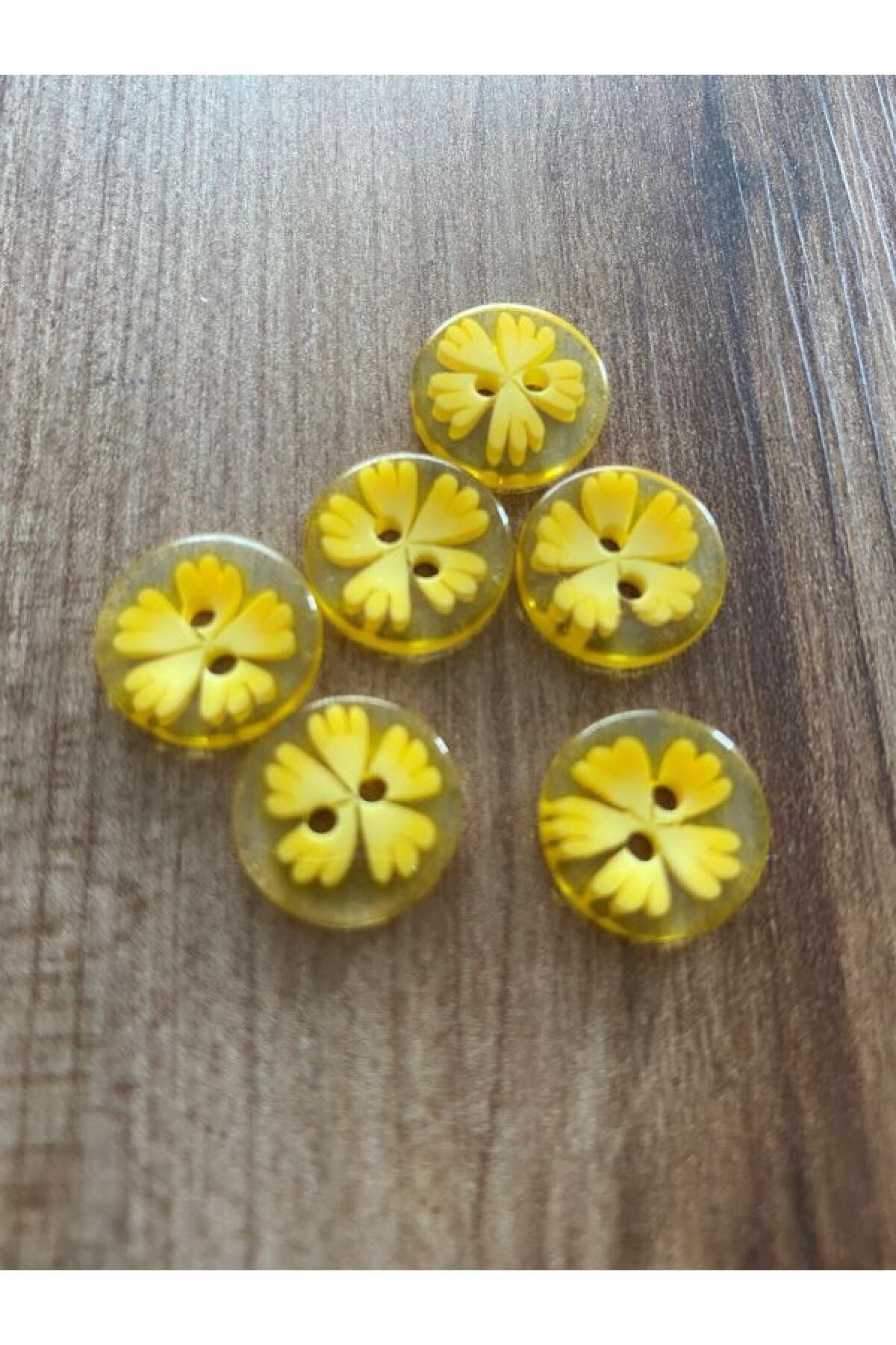 Şeffaf Gonca Desenli Bebe Düğme. 1.5cm 6'lı Paket