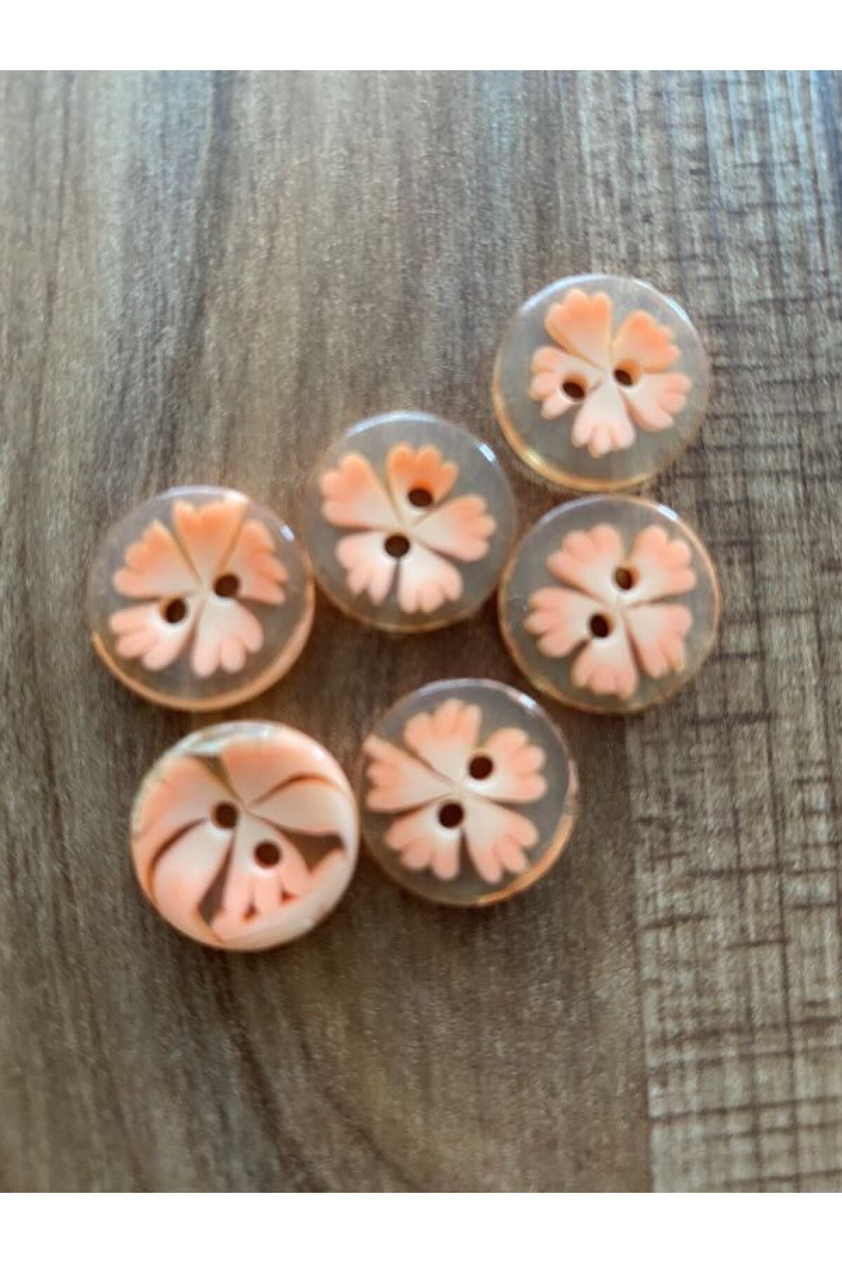 Şeffaf Gonca Desenli Bebe Düğme. 1.5cm 6'lı Paket