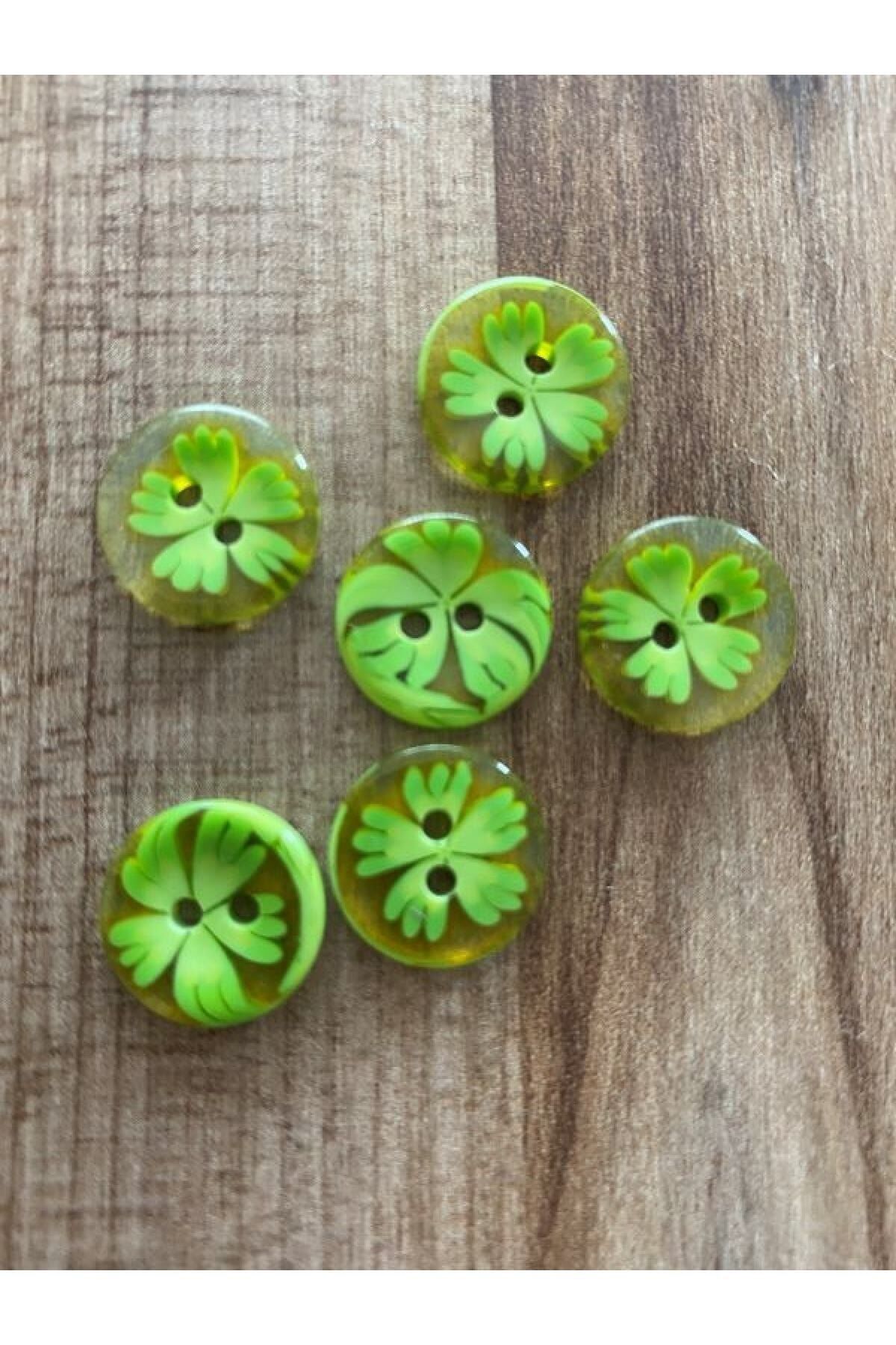 Şeffaf Gonca Desenli Bebe Düğme. 1.5cm 6'lı Paket