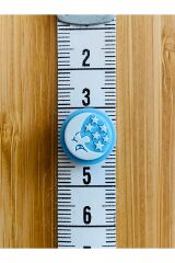 Bebe Hırka, Yelek ve Amigurumi Aydede Desen Düğme. 15mm. 5'li Pkt. Renk: Mavi/Beyaz.