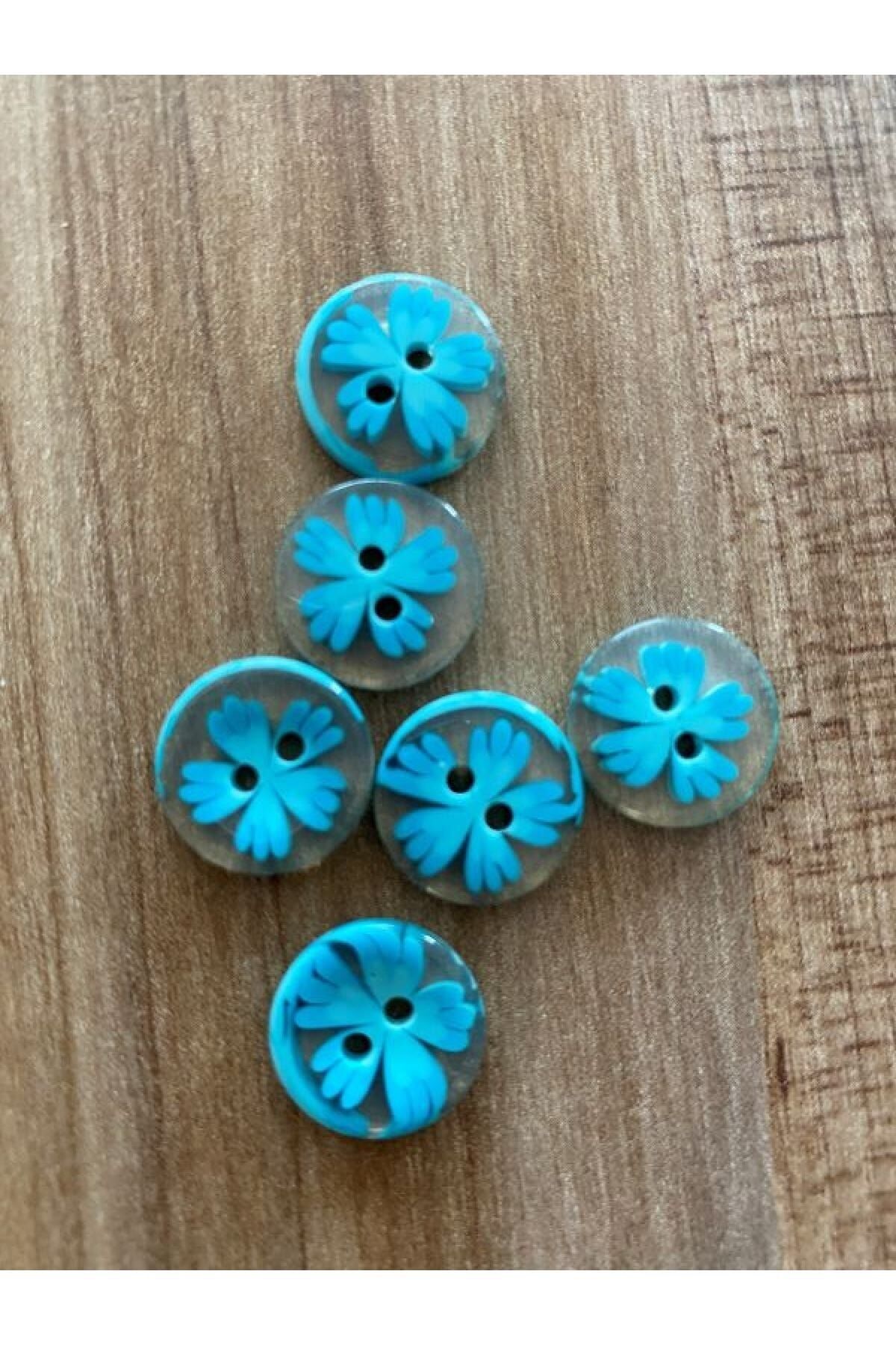 Şeffaf Gonca Desenli Bebe Düğme. 1.5cm 6'lı Paket