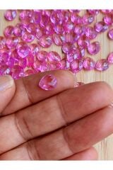 Şeffaf Pembe Rengi Oya, Abiye, Takı, Örgü Plastik Gözyaşı Damla Boncuk. 25gr. Tahmini 195 Adet.