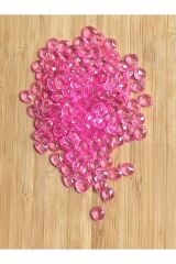 Şeffaf Pembe Rengi Oya, Abiye, Takı, Örgü Plastik Gözyaşı Damla Boncuk. 25gr. Tahmini 195 Adet.