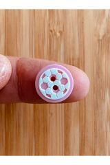 Bebe Hırka, Yelek ve Amigurumi Futbol Topu Desen Düğme. 15mm. 5'li Pkt. Renk: Pembe/Beyaz.