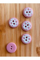 Bebe Hırka, Yelek ve Amigurumi Futbol Topu Desen Düğme. 15mm. 5'li Pkt. Renk: Pembe/Beyaz.