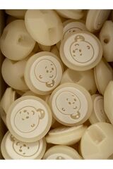 Bebe Hırka, Yelek ve Amigurumi Keloğlan Desen Düğme. 15mm. 5'li Pkt. Renk: Krem/Beyaz.