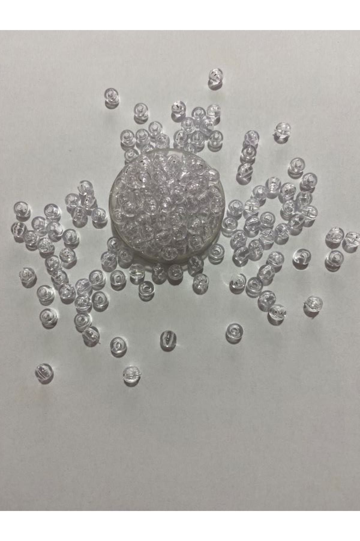 Şeffaf Plastik Sarma Kiraz Boncuk. 6mm. 20 Gr. Tahmini 165-175 Ad civarı.