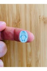 Bebe Hırka, Yelek ve Amigurumi Penguen Desen Düğme. 15mm. 5'li Pkt. Renk: Mavi/Beyaz.