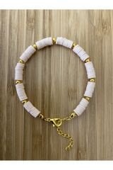 Fimo Bileklik Sarı Ara 4 No Boncuklu. Somon.