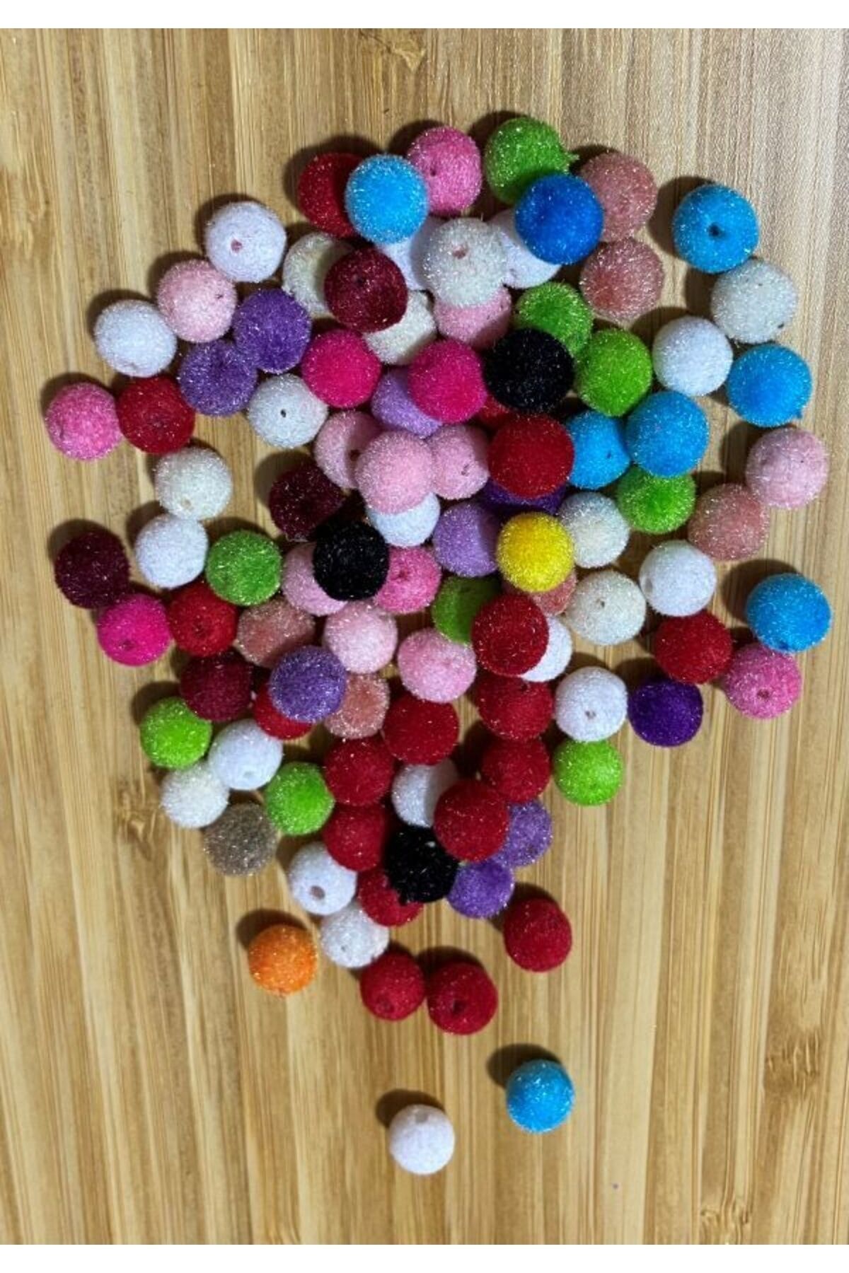 Kadife Boncuk 25gr. 8mm. Pkt Içi 85-90Adet ciarında. Karışık.