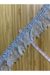 Şeritli organze fırfır. 4 metre. Gök Mavi.