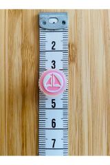 Bebe Hırka, Yelek ve Amigurumi Yelken Desen Düğme. 15mm. 5'li Pkt. Renk: Pembe/Beyaz.