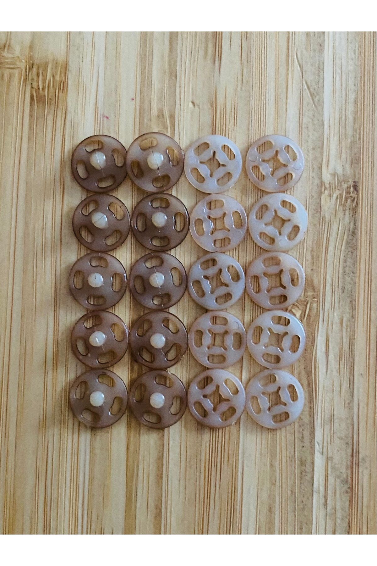 Dikmeli Plastik Çıtçıt 1cm (10mm) 10'lu (10 Çift) Paket. Renk: Kapiçino.