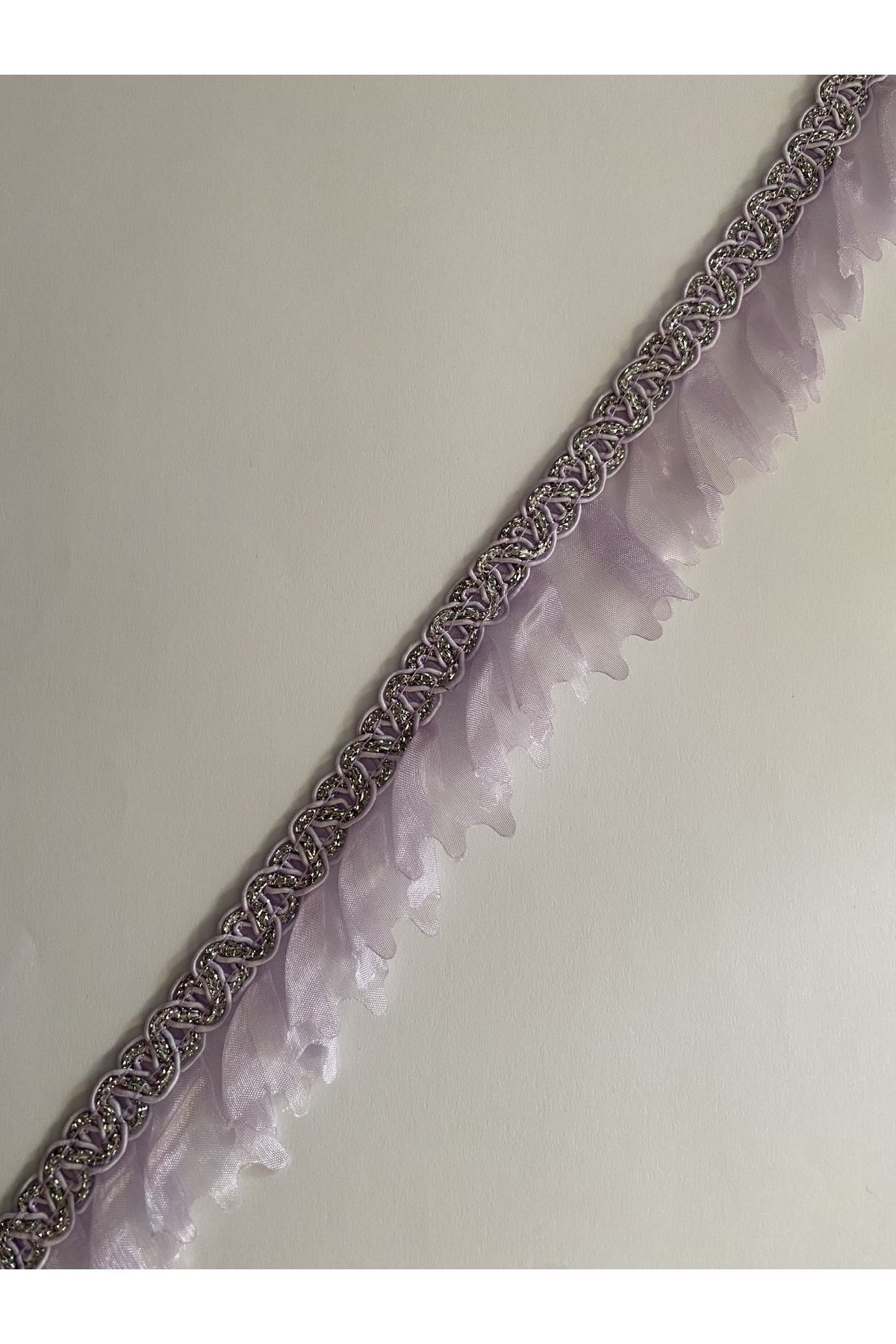 Şeritli Organze Fırfır. 4cm X 9 Metre. Mor-lila