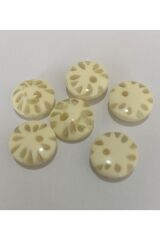 Benekli Polyester Bebe Düğme 1.5cm 6'lı Paket. Krem.