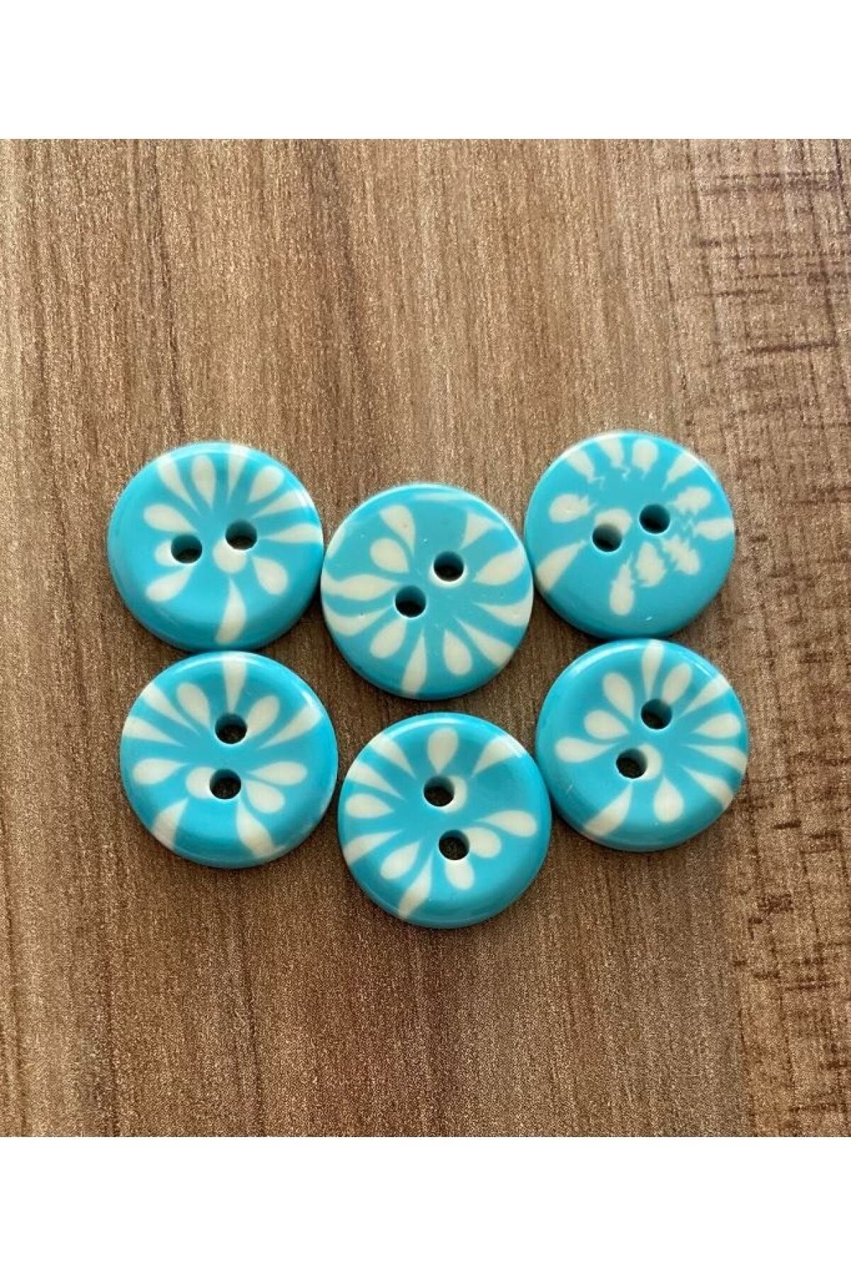 Benekli Polyester Bebe Düğmesi 1.5cm 6'lı Paket