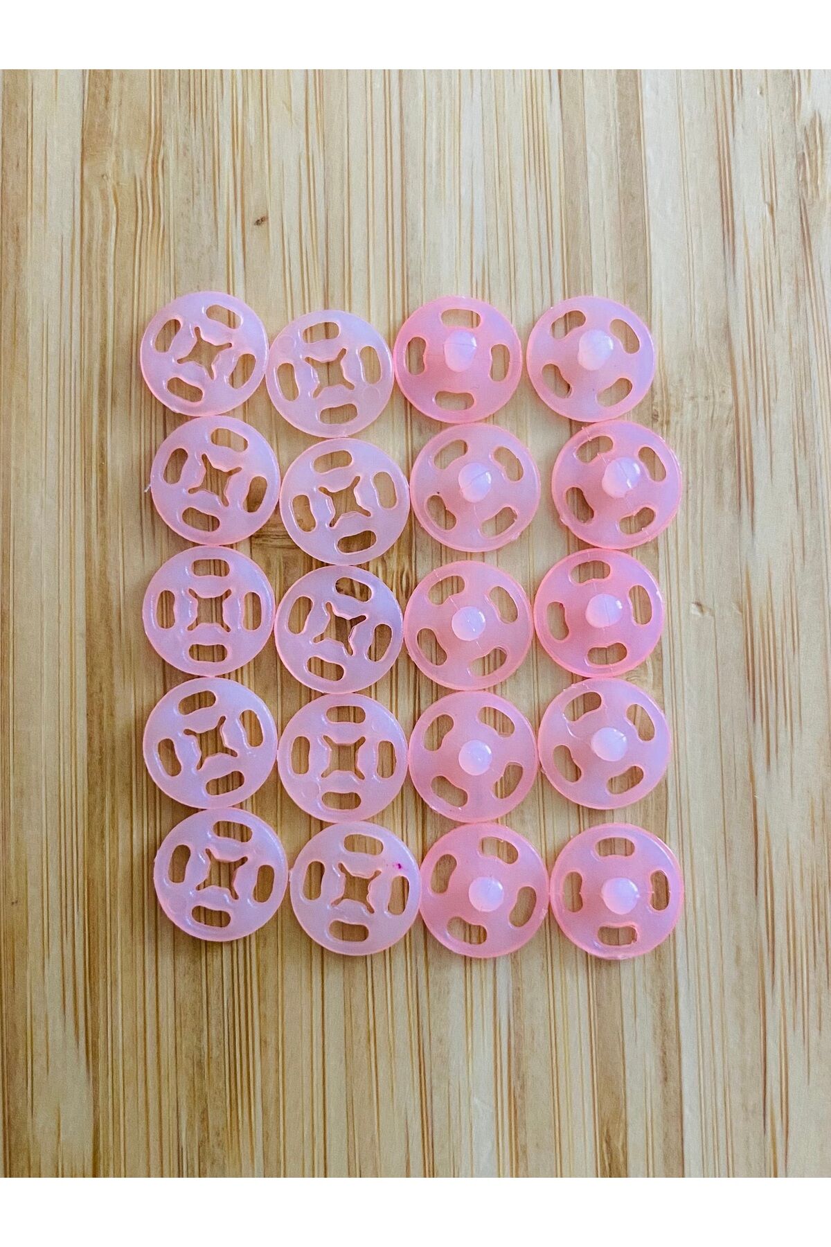 Dikmeli Plastik Çıtçıt 1cm (10mm) 10'lu (10 Çift) Paket. Renk: Pembe.