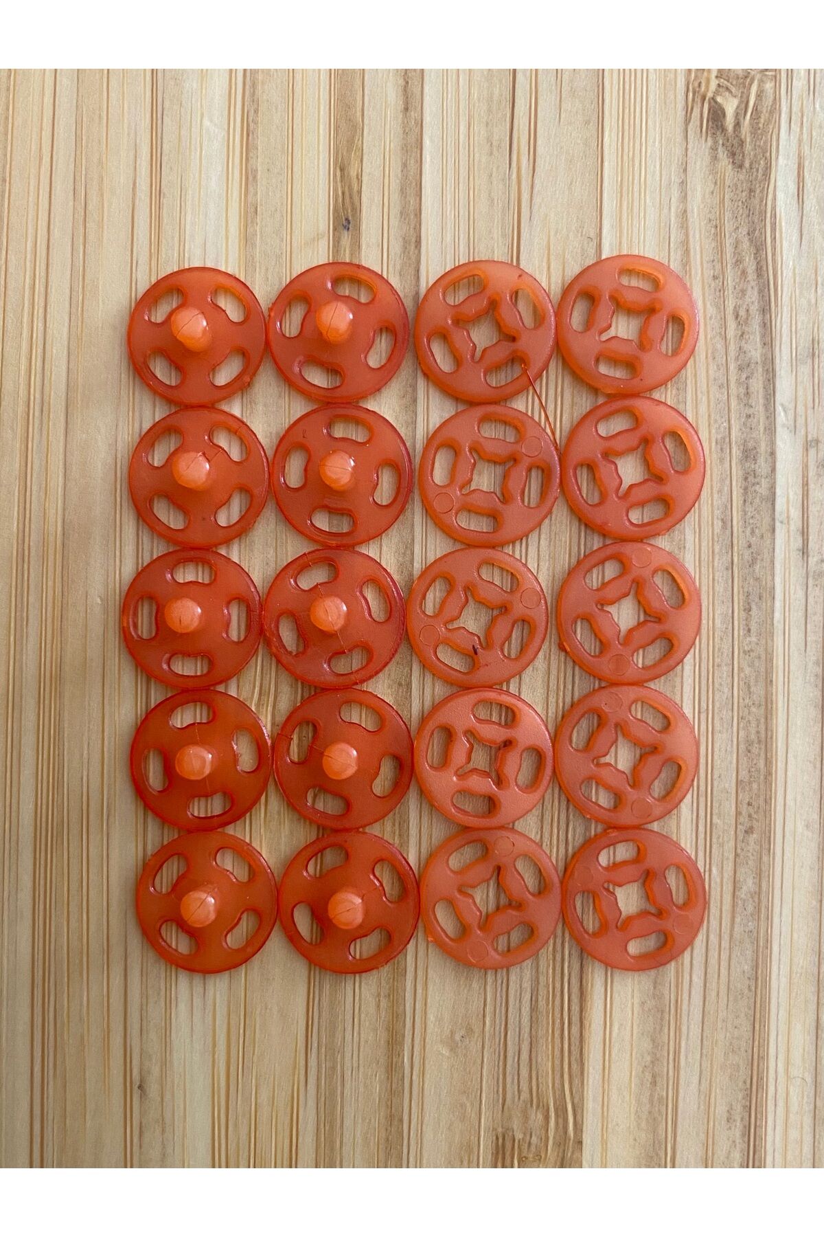 Dikmeli Plastik Çıtçıt 1cm (10mm) 10'lu (10 Çift) Paket. Renk: Turuncu.